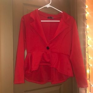 Red Casual Office Blazer